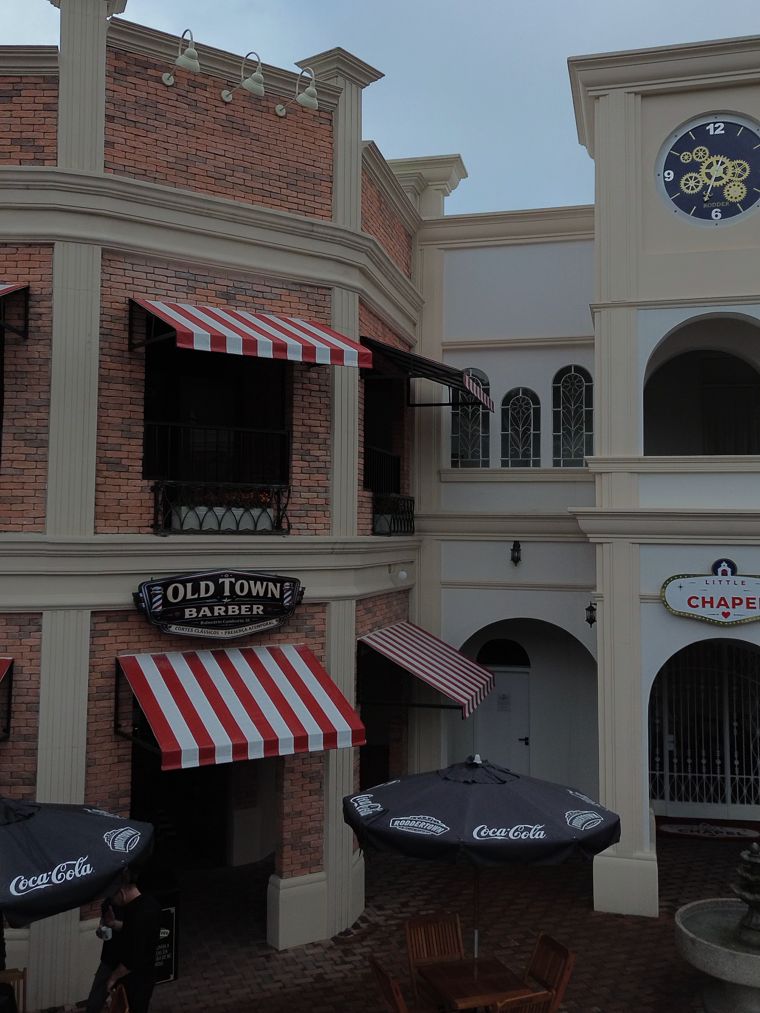 Fachada da Old Town no Roddertown vista do drone